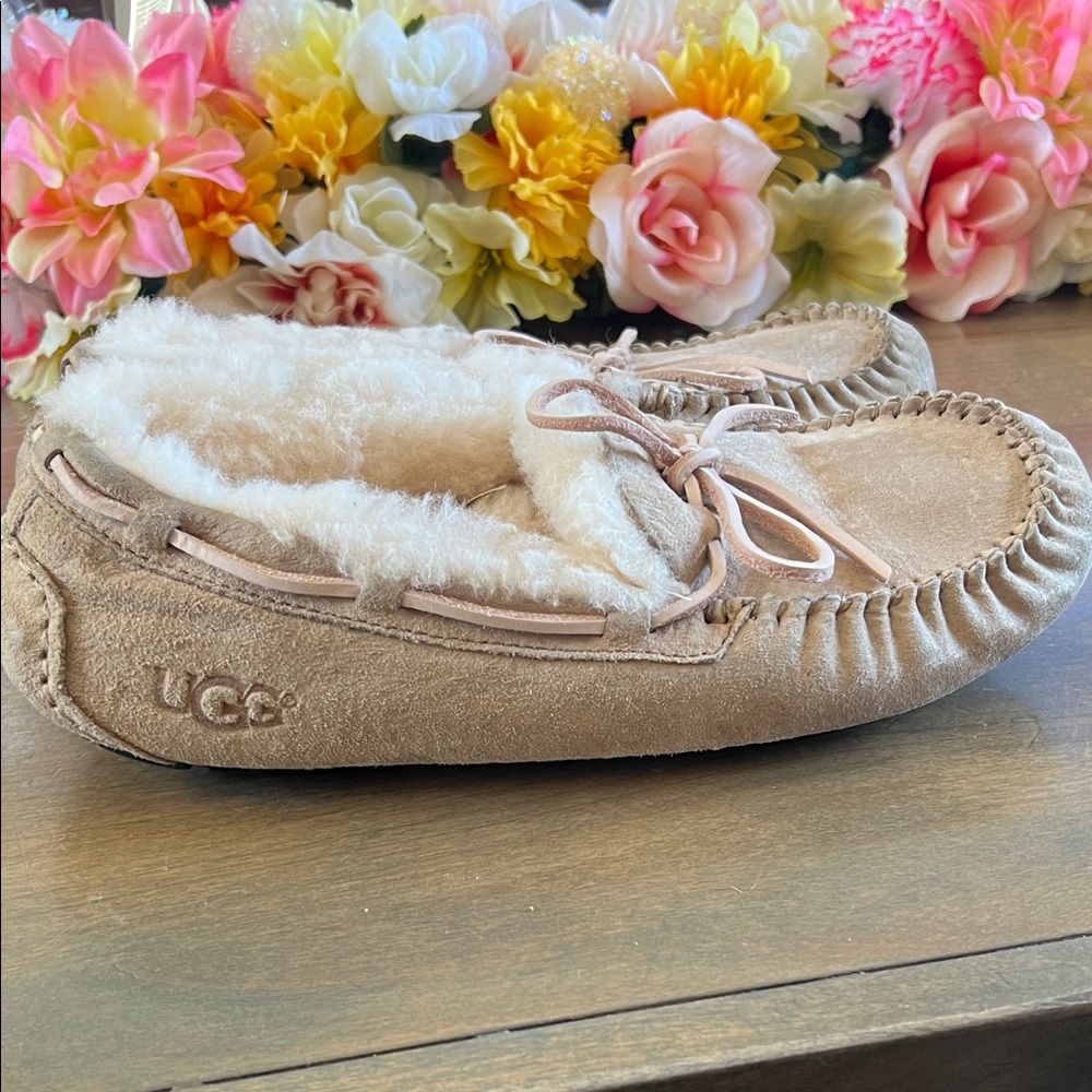 UGG Women's Suede Shearling Moccasins - Blush - Picture 4 of 7